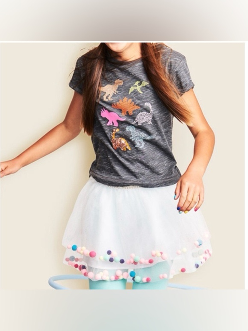 NWOT Cat & Jack White Tulle Pom Pom Layered Skirt